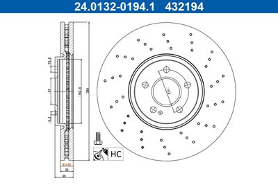 Brake Disc ATE 24.0132-0194.1