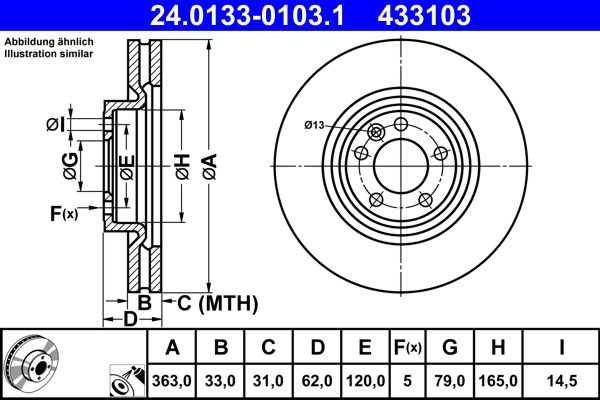 ATE 24.0133-0103.1 Brake Disc