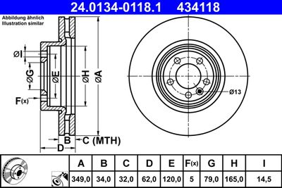 Brake Disc ATE 24.0134-0118.1
