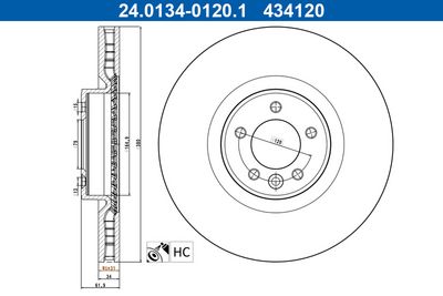 Brake Disc ATE 24.0134-0120.1