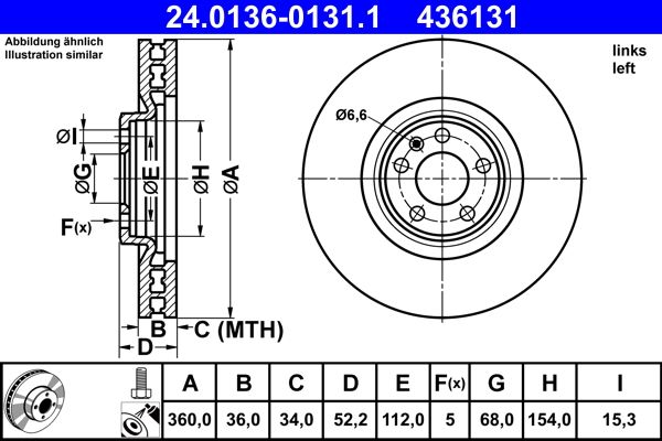 ATE 24.0136-0131.1 Brake Disc