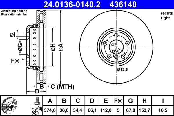 ATE 24.0136-0140.2 Brake Disc