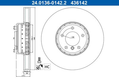 Brake Disc ATE 24.0136-0142.2