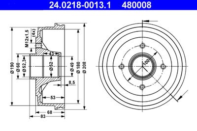 Brake Drum ATE 24.0218-0013.1