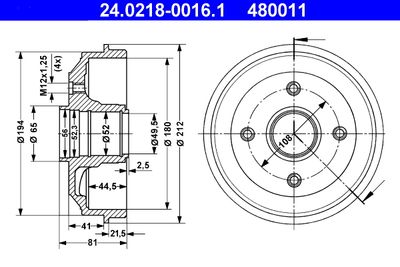 Brake Drum ATE 24.0218-0016.1