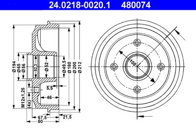 Brake Drum ATE 24.0218-0020.1