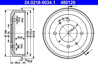 Brake Drum ATE 24.0218-0034.1