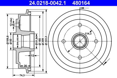 Brake Drum ATE 24.0218-0042.1