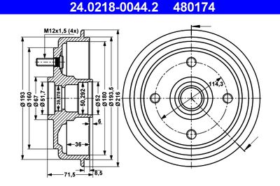 Brake Drum ATE 24.0218-0044.2
