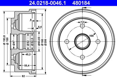 Brake Drum ATE 24.0218-0046.1