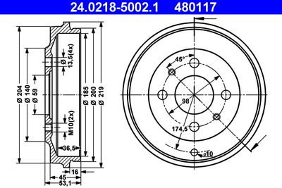 Brake Drum ATE 24.0218-5002.1