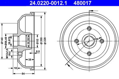 Brake Drum ATE 24.0220-0012.1