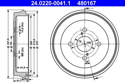 Brake Drum ATE 24.0220-0041.1