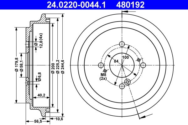 ATE 24.0220-0044.1 Brake Drum