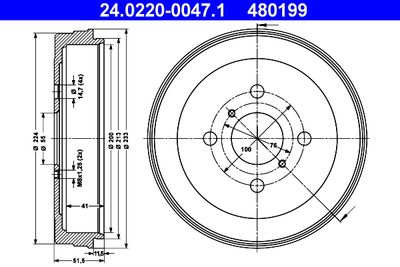 Brake Drum ATE 24.0220-0047.1