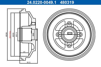 Brake Drum ATE 24.0220-0049.1