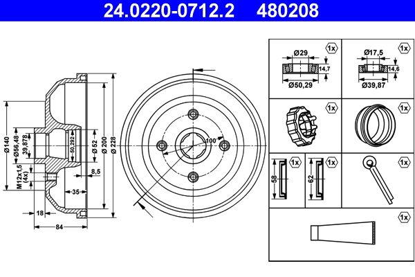 ATE 24.0220-0712.2 Brake Drum