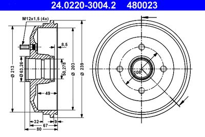 Brake Drum ATE 24.0220-3004.2
