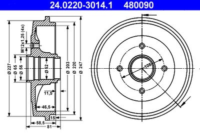 Brake Drum ATE 24.0220-3014.1