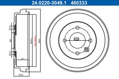 Brake Drum ATE 24.0220-3049.1