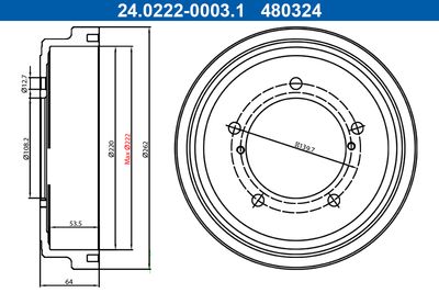 Brake Drum ATE 24.0222-0003.1
