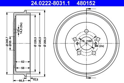 Brake Drum ATE 24.0222-8031.1
