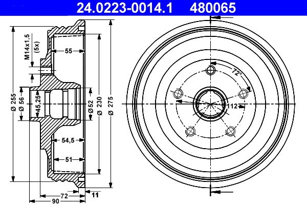 ATE 24.0223-0014.1 Brake Drum