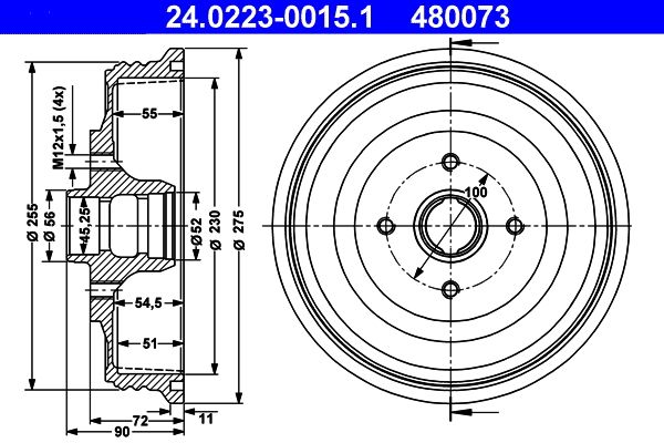 ATE 24.0223-0015.1 Brake Drum