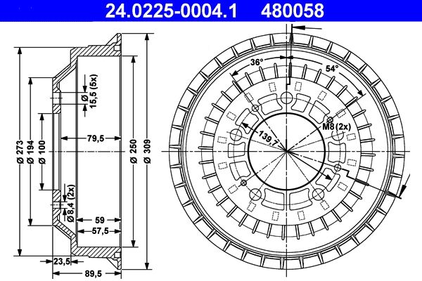 ATE 24.0225-0004.1 Brake Drum