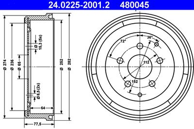 Brake Drum ATE 24.0225-2001.2