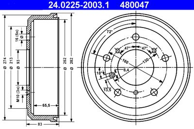 Brake Drum ATE 24.0225-2003.1