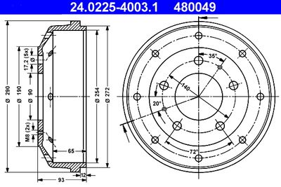 Brake Drum ATE 24.0225-4003.1