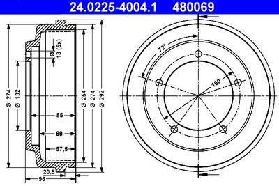 Brake Drum ATE 24.0225-4004.1