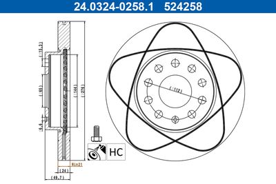 Brake Disc ATE 24.0324-0258.1