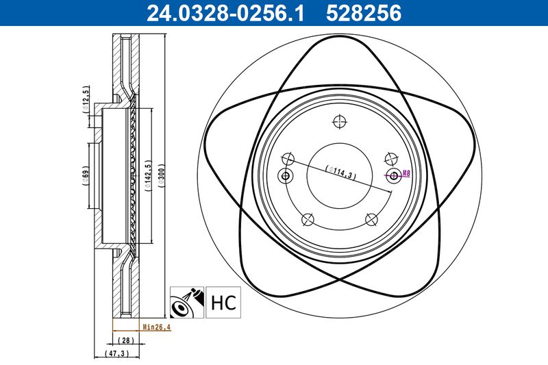 ATE 24.0328-0256.1 Brake Disc
