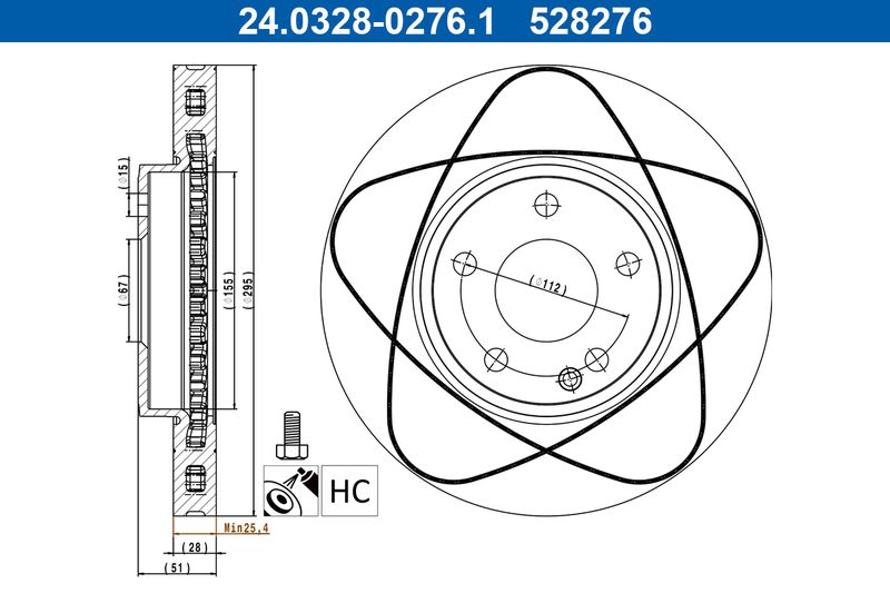 ATE 24.0328-0276.1 Brake Disc