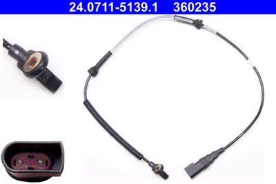 Sensor, wheel speed ATE 24.0711-5139.1