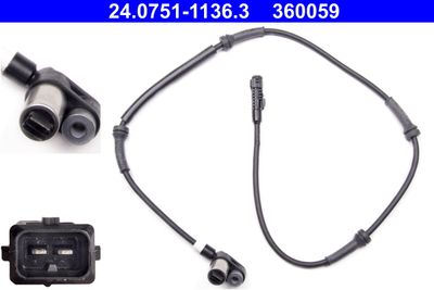 Sensor, wheel speed ATE 24.0751-1136.3