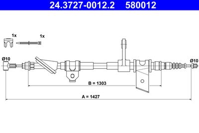 Cable Pull, parking brake ATE 24.3727-0012.2