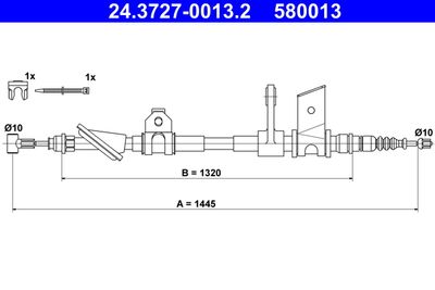 Cable Pull, parking brake ATE 24.3727-0013.2