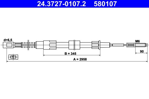 ATE 24.3727-0107.2 Cable Pull, parking brake