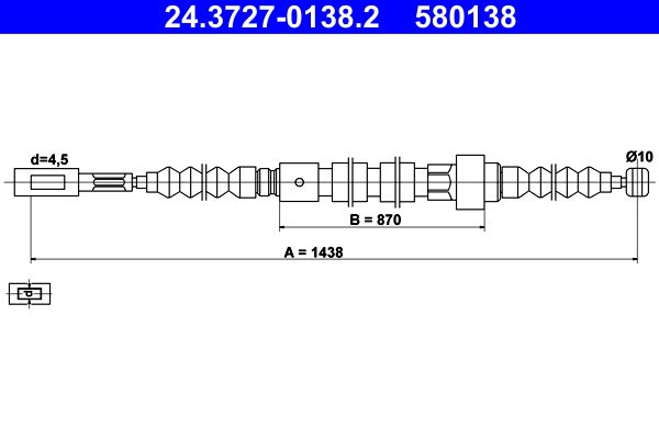 ATE 24.3727-0138.2 Cable Pull, parking brake