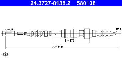 Cable Pull, parking brake ATE 24.3727-0138.2