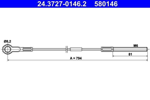 ATE 24.3727-0146.2 Cable Pull, parking brake