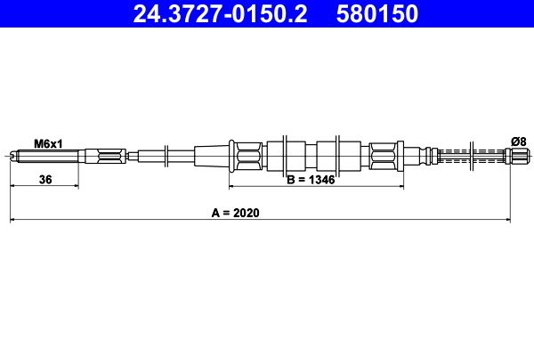 ATE 24.3727-0150.2 Cable Pull, parking brake