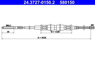Cable Pull, parking brake ATE 24.3727-0150.2