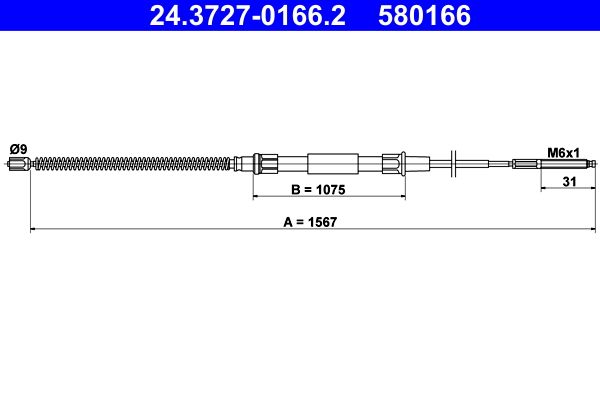 ATE 24.3727-0166.2 Cable Pull, parking brake