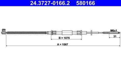 Cable Pull, parking brake ATE 24.3727-0166.2