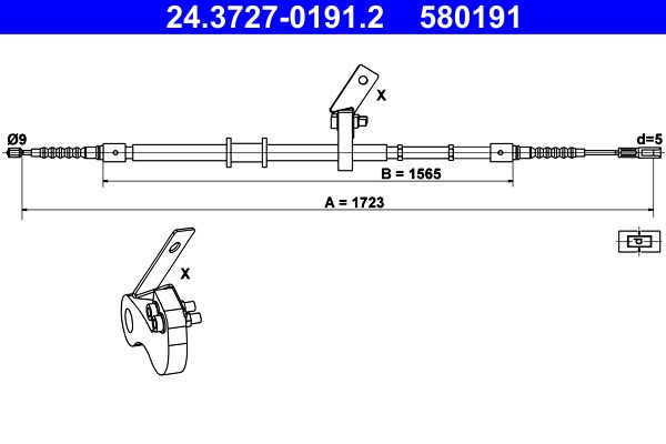 ATE 24.3727-0191.2 Cable Pull, parking brake