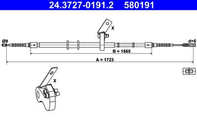 Cable Pull, parking brake ATE 24.3727-0191.2
